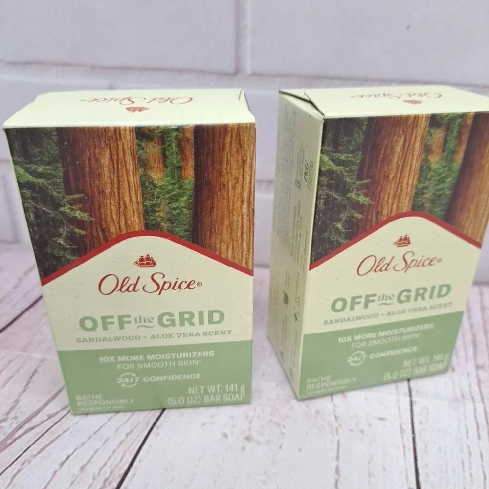 2 Old Spice Off The Grid Sandalwood & Aloe Vera Bar Soap 5oz Each  Discontinued